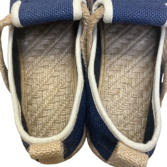 Espadrille Style Women’s Navy & Natural Canvas Slip-On Shoes Size EU37/US7 - Picture 5 of 8